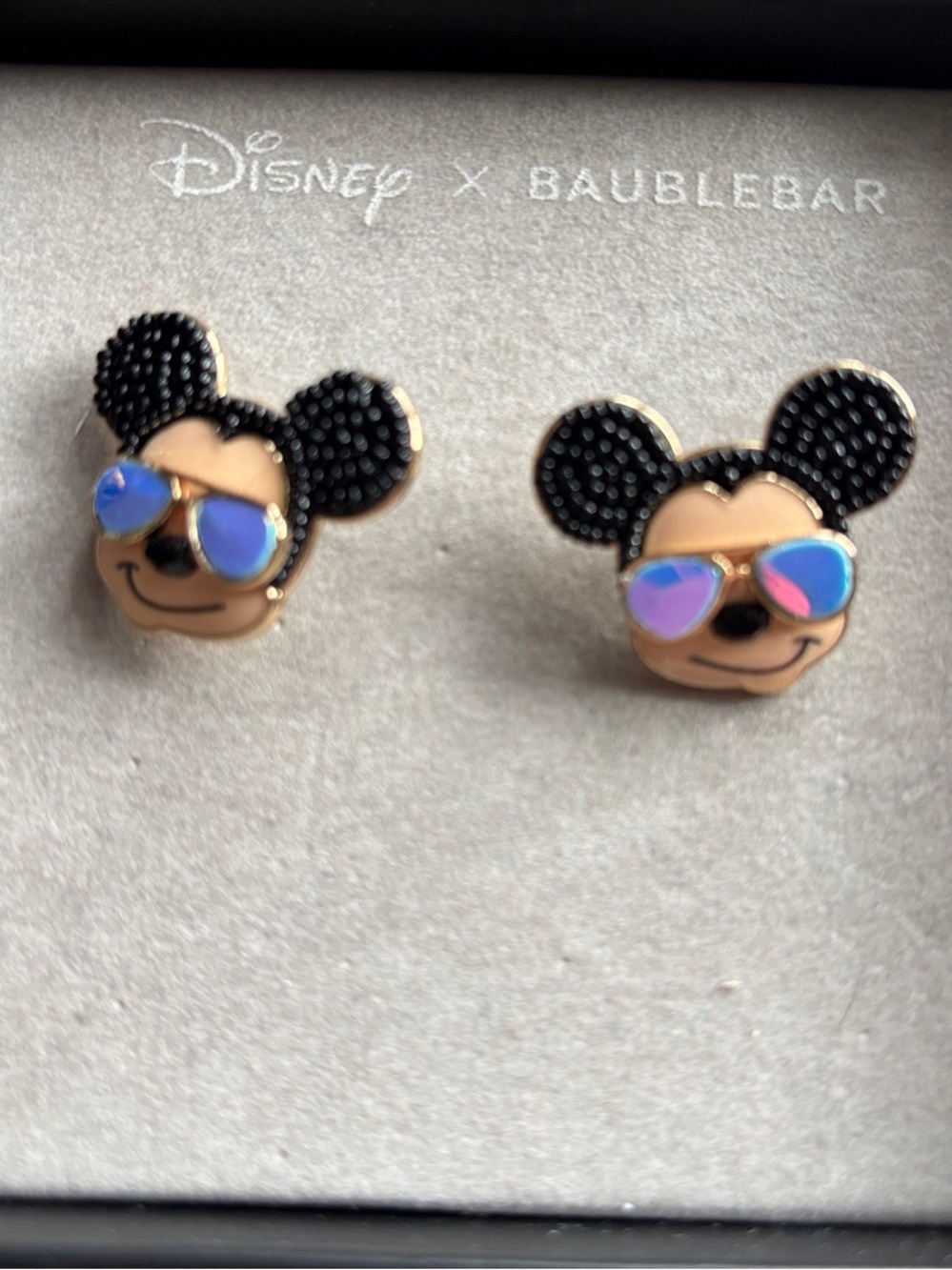 BaubleBar Kids Mickey Sunglass Face Stud Earrings - Black, Gold & Iridescent